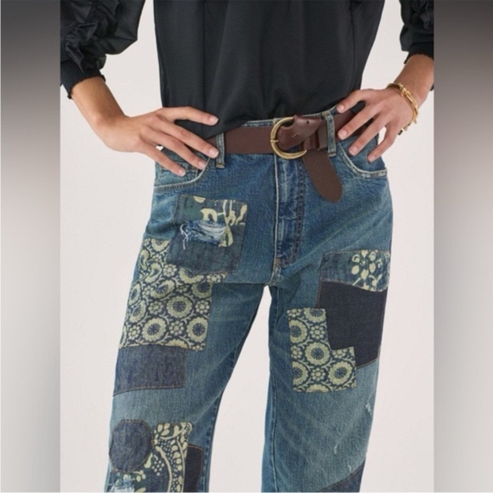 Anthropologie Pilcro Patchwork Boyfriend Jeans Women’s 27 Distressed Denim - Picture 5 of 9